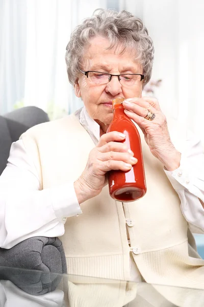 Grandma's preserves, puree with red tomatoes. — Stock Photo, Image