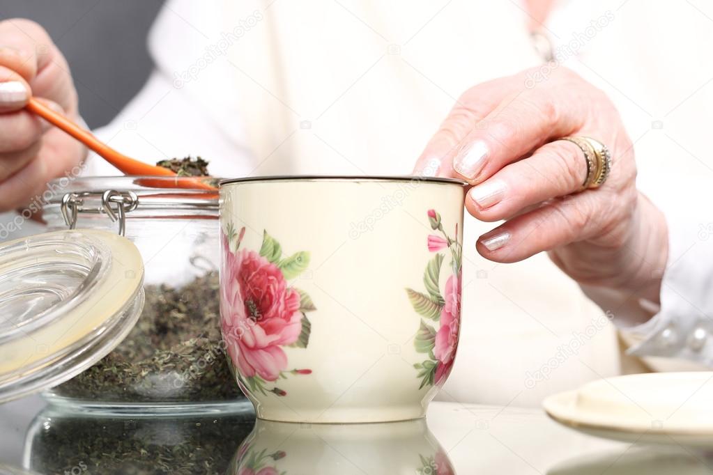 Herbal medicine.Grandma's herbs for colds.