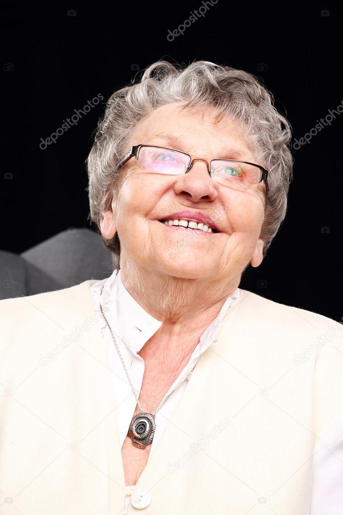 Cheerful old woman