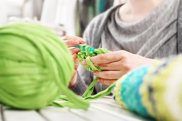 Crocheting. Hand needlework. — Stock Photo, Image