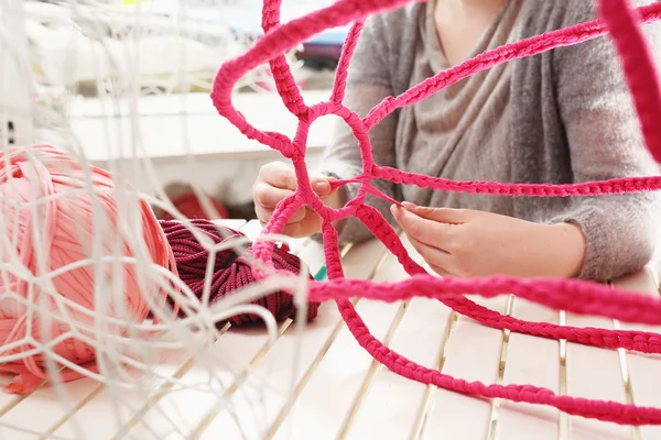 Crocheting. Hand needlework. — Stock Photo, Image