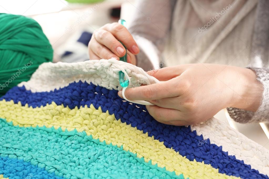 Crocheting. Hand needlework.