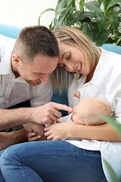 Happy Family Little Baby Boy Love Babysitting — Stock Photo, Image