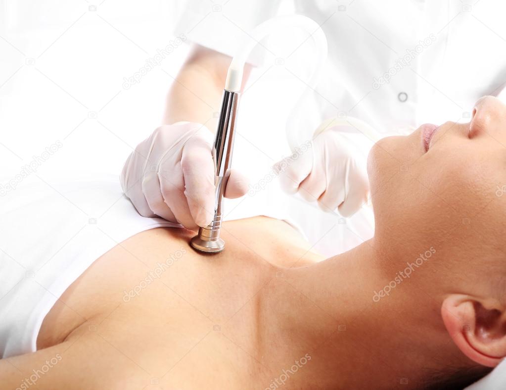 Smooth neck, Woman at the beautician, microdermabrasion