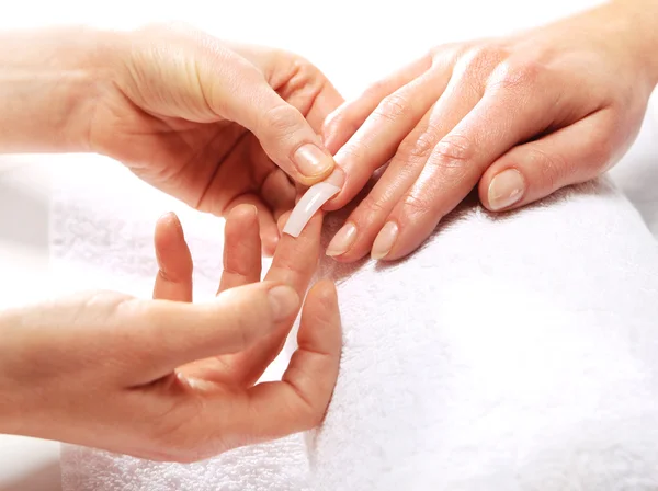 Gel manicure, nails beautician extended — Stock Photo, Image