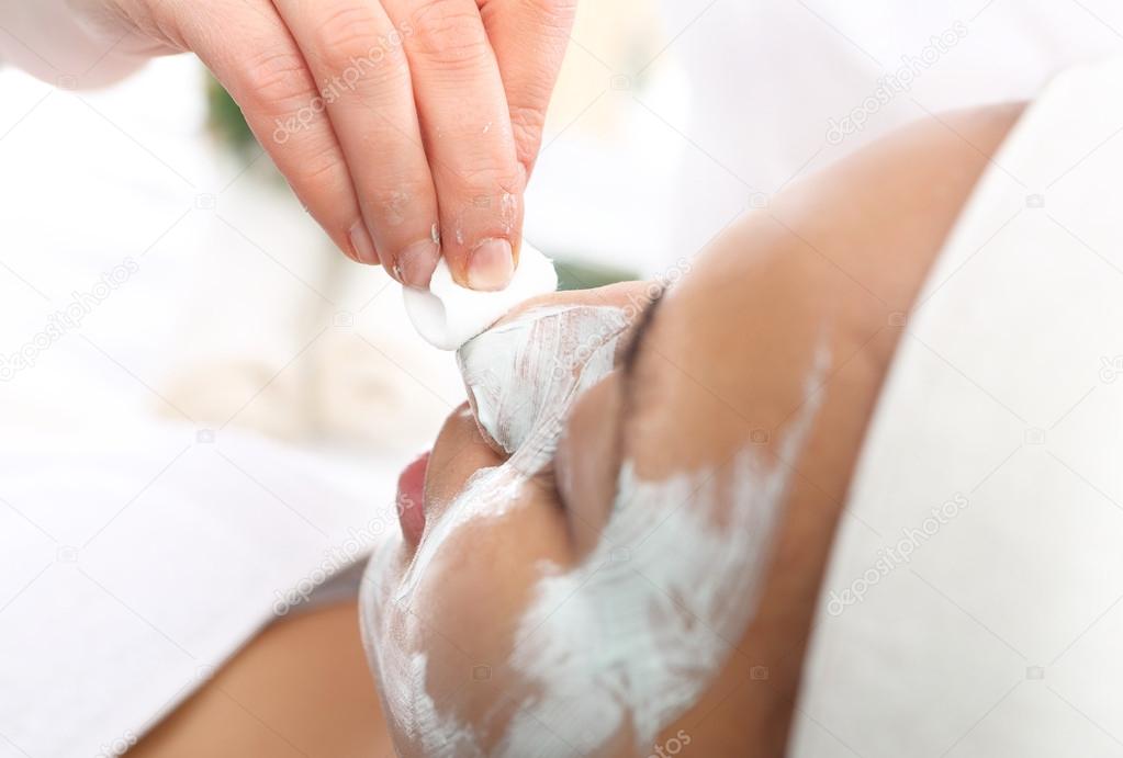 Skin care facial, a woman in the beauty salon