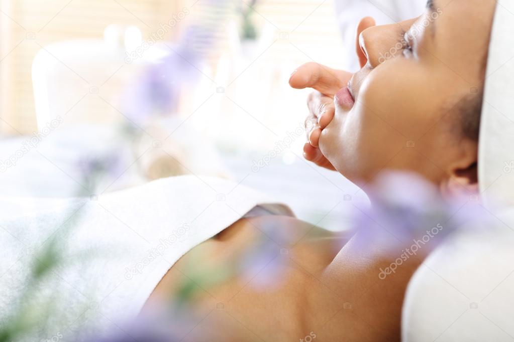 Spa and wellness relaxing facial massage