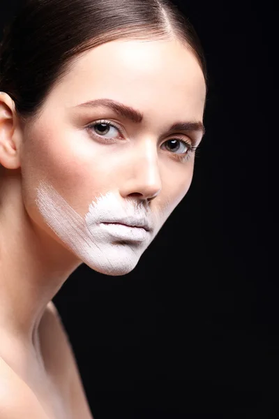 Mujer triste. Maquillaje blanco — Foto de Stock