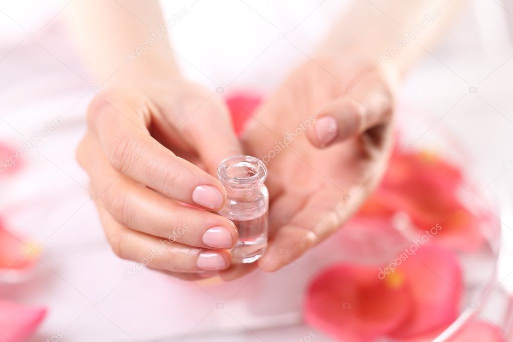 Manicure, skin whitening, cosmetic ampoule
