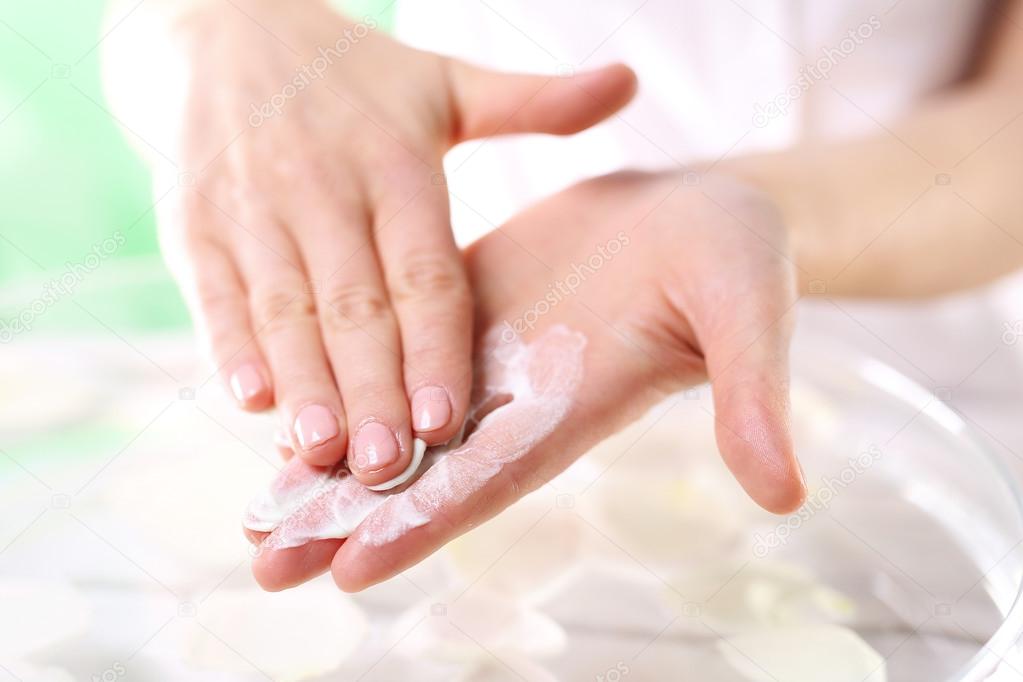 Wellness and spa scrub hands