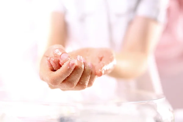 Natural skin peeling hands — Stock Photo, Image