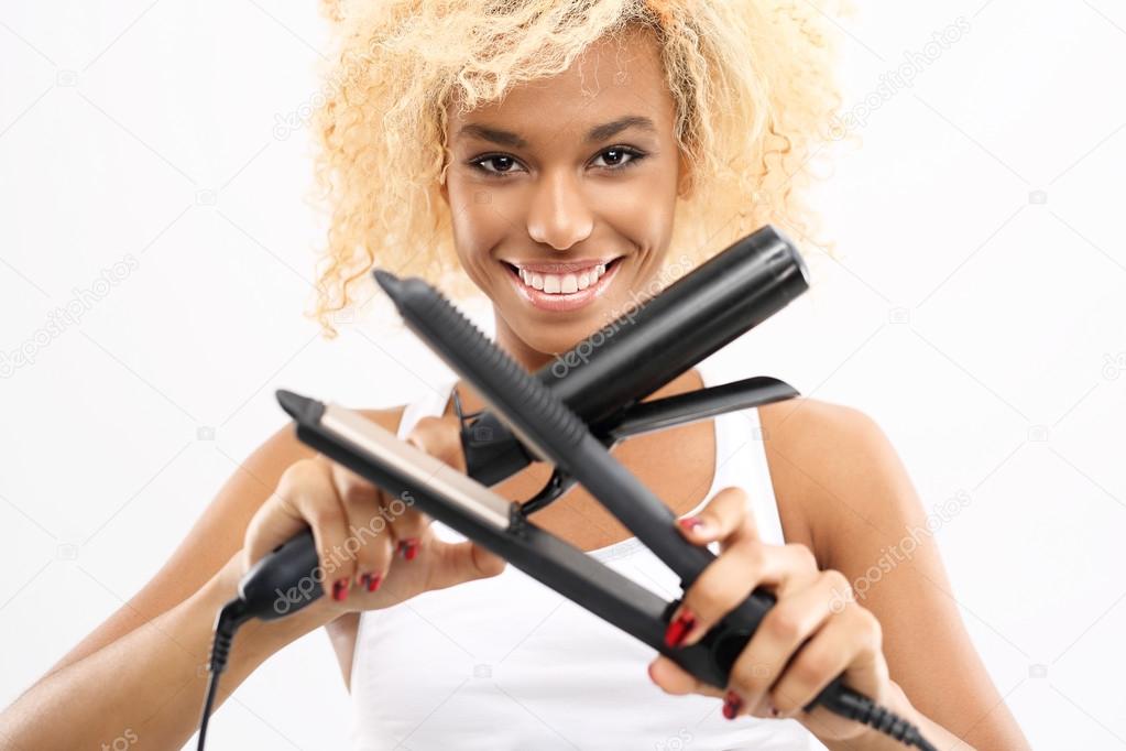 Laying hair straightener or curling iron