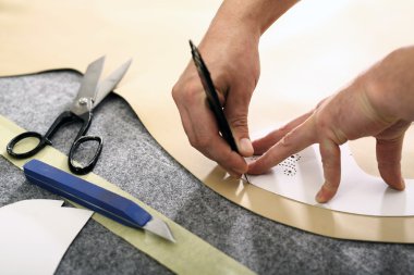 Preparing a tailor template clipart