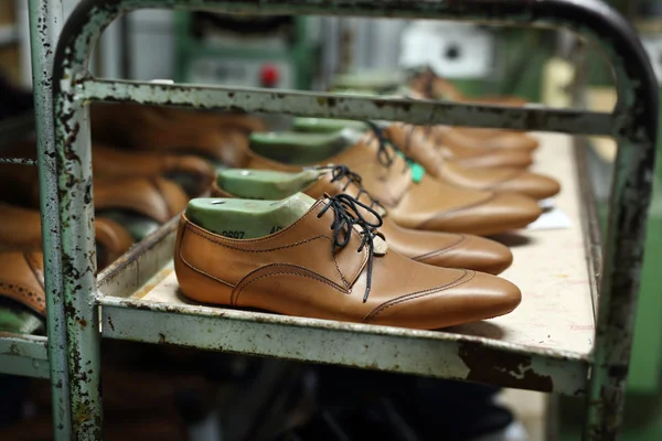 Schoenmaker naait schoenen — Stockfoto