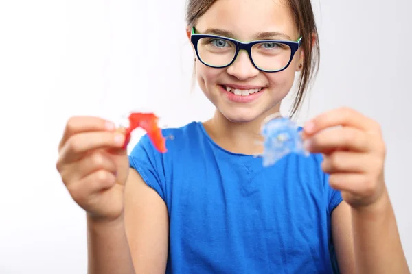 Colored dental braces . — Stock Photo, Image