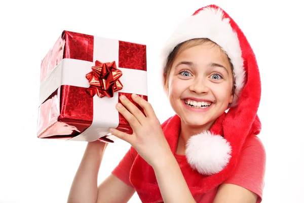 Різдвяні подарунки, радісна дитина — стокове фото