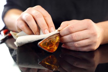 Amber set gümüş, güzel kolye