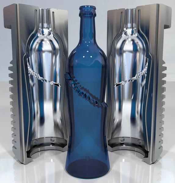 Mould sets with final bottle — Stock Photo, Image