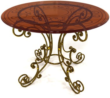 Ferforje masa üzerinde beyaz izole cam top ile