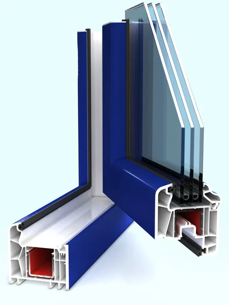 Örnek bölüm üzerinde beyaz izole Pvc windows renkli — Stok fotoğraf