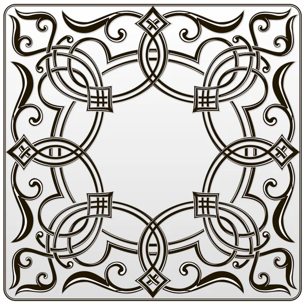 Черный белый симметричный цветочный узор для гравировки — стоковый вектор