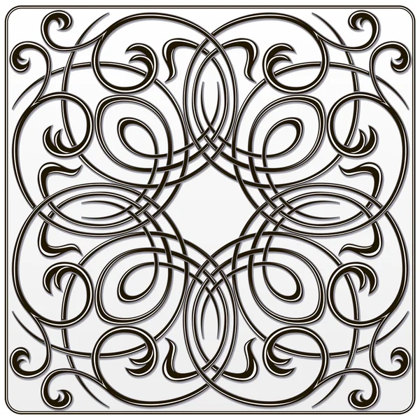 Μαύρο λευκό συμμετρικό floral σχέδιο για Χαρακτική — Διανυσματικό Αρχείο
