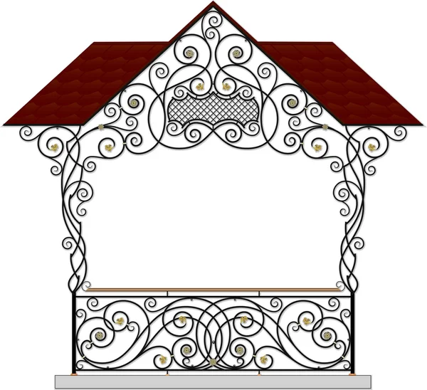 Barandillas y vallas modulares de hierro forjado vectorial con dosel — Archivo Imágenes Vectoriales