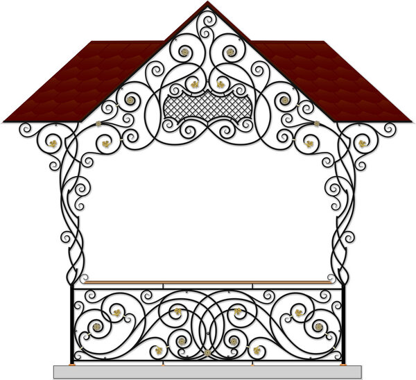 Vector wrought iron modular railings and fences with canopy