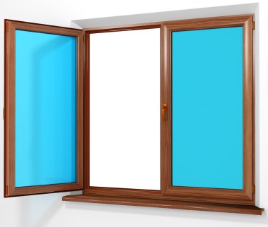 Renkli Pvc çift kapı pencere üzerinde beyaz izole plastik lamine