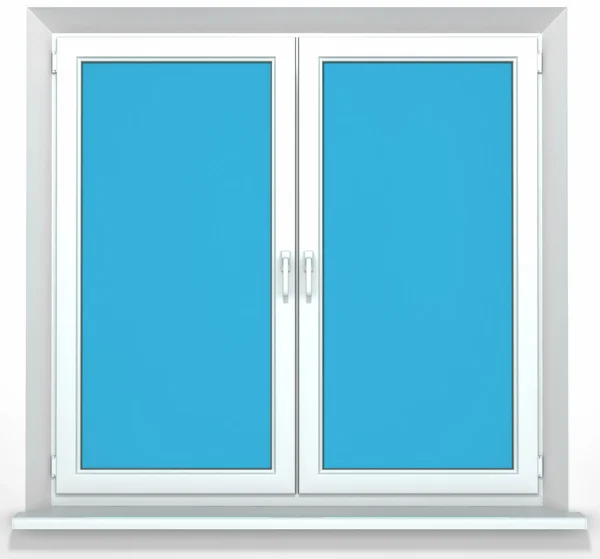 Ventana de doble puerta de PVC blanco aislada en blanco — Foto de Stock