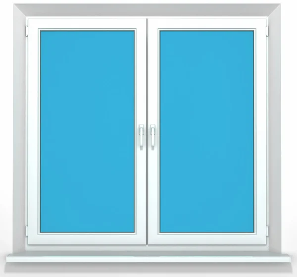 Beyaz Pvc plastik çift kanatlı kapı pencere üzerinde beyaz izole