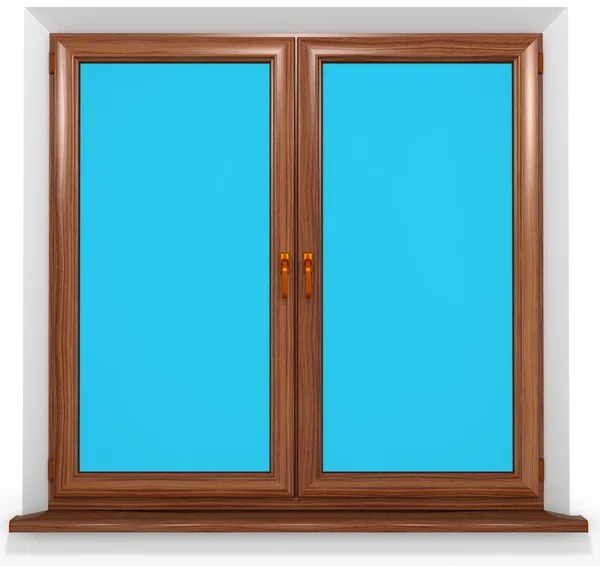 Ventana de doble puerta de plástico laminado de PVC de color aislado en blanco — Foto de Stock