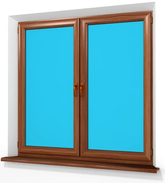 Ventana de doble puerta de plástico laminado de PVC de color aislado en blanco — Foto de Stock