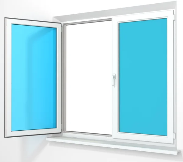 Beyaz Pvc plastik çift kanatlı kapı pencere üzerinde beyaz izole