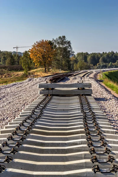 Traviesas ferroviarias de hormigón — Foto de Stock