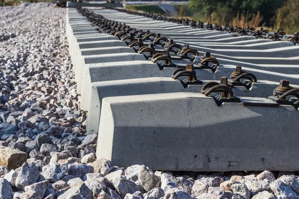 Concrete railway sleepers Stock Photo