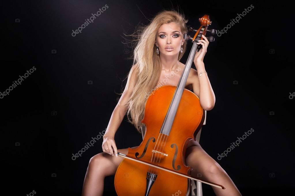 Naked Girl Plays Violin