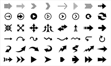 Siyah düz oklar ve yön gösteren işaretler