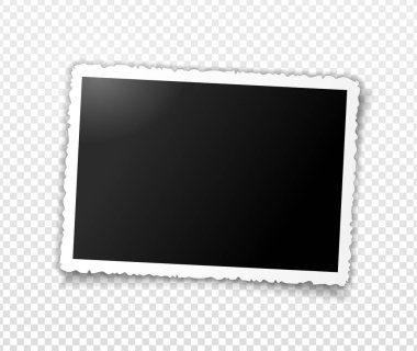 Şekil dalgalı kenarları ve gölgesi olan eski fotoğraf çerçevesi. Vektör illüstrasyonu