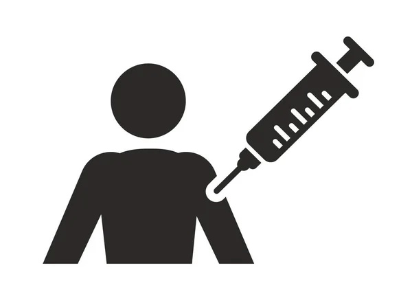 Ανθρώπινος Εμβολιασμός Άντρας Και Σύριγγα Εμβόλιο Για Τον Κορωναϊό Μαύρη — Διανυσματικό Αρχείο