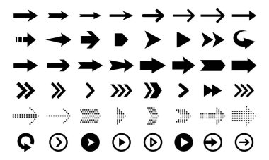 Siyah düz oklar ve yön işaretçileri kümede