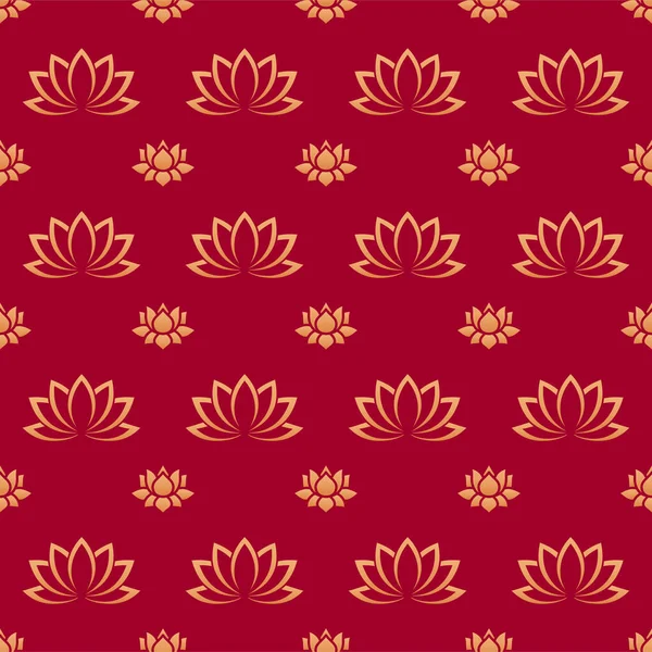 Chinese lotus floral seamless vector pattern with flower ornaments — Vector de stock