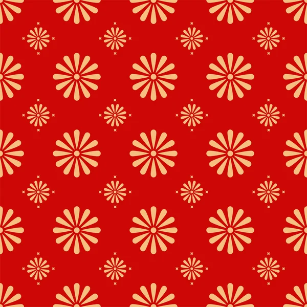 Chinese floral seamless vector pattern with chrysanthemum flower ornaments — Vetor de Stock