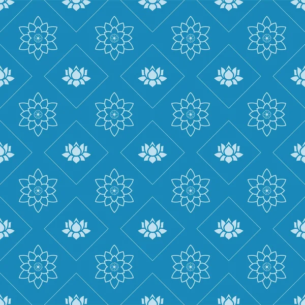 Lotus motif vectoriel floral sans couture chinoise avec des fleurs et des éléments de décoration de feuilles — Image vectorielle