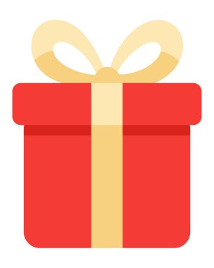 Christmas gift box illustration. Red box with bow