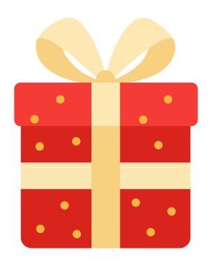 Christmas gift box illustration. Red box with bow