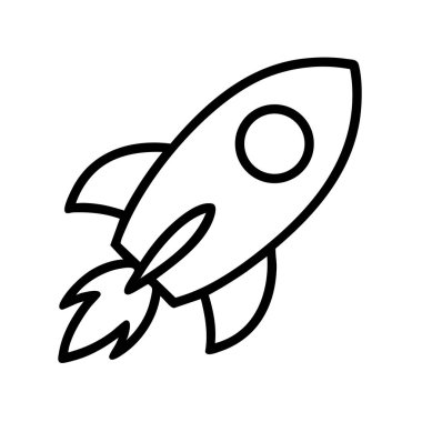 Roket çizgisi simgesi basit bir illüstrasyon. Roket vektör işareti