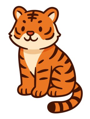 Kaplan Yavrusu karikatür çizimi. Sevimli komik kaplan tırmanışı.