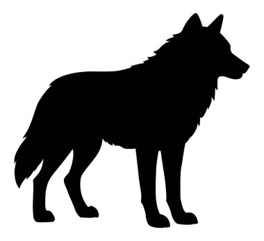 Wolf Silhouette İllüstrasyonu. Orman hayvanı tırmanışı