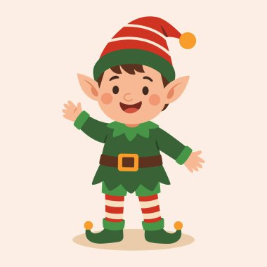 Noel elfi çizgi film karakteri çizimi